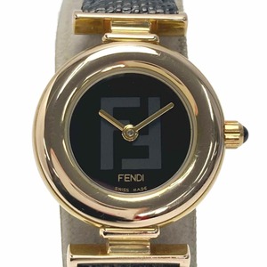 ☆☆ FENDI フェンディ FFロゴ GP ラウンドフェイス 320L ブラック クォーツ レディース 腕時計 やや傷や汚れあり