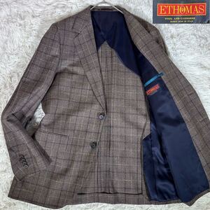 美品【カシミヤ・シルク混】Paul Smith ポールスミス 現行タグ テーラードジャケット E.THOMAS イタリア製生地 チェック 格子柄 Lサイズ