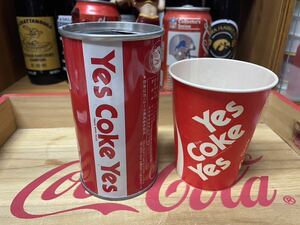 350ml コカ・コーラ空缶　未使用紙コップ　昭和レトロ缶　ヴィンテージ　yes coke yes 
