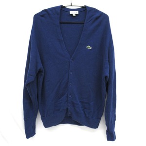 KR228602 ラコステ カーディガン ガーター編み Vネックカーディガン AH0397 ブルー #L ユニセックス LACOSTE 中古