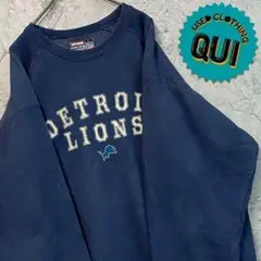 90s USA古着◯スウェットトレーナー NFL ライオンズ ネイビー 2XL