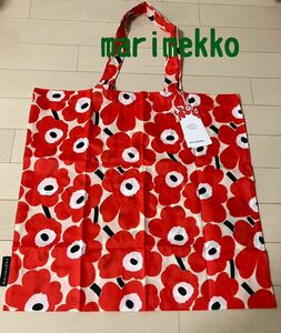 新品　marimekko マリメッコ トートバッグ　レッド　ウニッコ柄　ピエニ　エコバッグ　花柄　赤