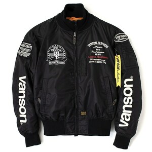 バンソン Mサイズ VS23108W MA-1ジャケット ブラック/アイボリー M VANSON MA-1 JACKET (2023-24秋冬モデル)