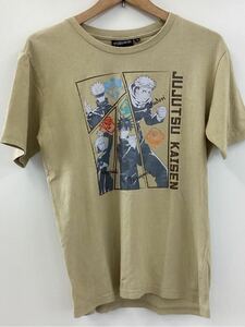 ★CO■ アニメ 呪術廻戦 メンズ 半袖 Tシャツ ベージュ Sサイズ プリント トップス 古着 虎杖悠仁/五条 悟/伏黒 恵/釘崎 野薔薇/両面宿儺