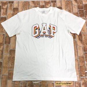 GAP ギャップ メンズ レインボーロゴ プリント 半袖Tシャツ M 白