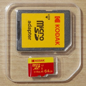 micro SDXC 64GB TF-card SDカード変換アダプタ付き (KODAK UHS-I U3 CLASS-10 A1 V30 フラッシュメモリカード)