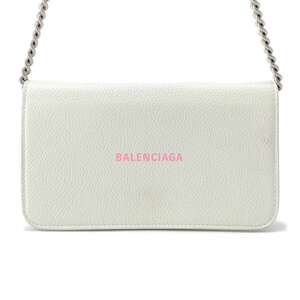 バレンシアガ チェーンショルダーバッグ エブリデイ レザー 593785 BALENCIAGA ポシェット 白 【安心保証】