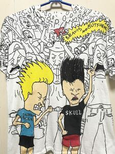 BEAVIS and BUTT HEADビーバスアンドパッドヘッドMTV Tシャツ L古着バンド Tロック Tアニメ　パキスタン綿