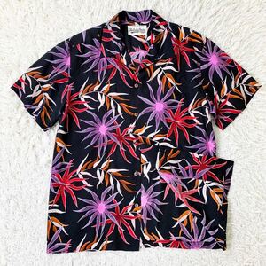 美品 XLサイズ! WACKO MARIA ワコマリア 総柄 半袖 HAWAIIAN SHIRT ハワイアン アロハ シャツ 黒