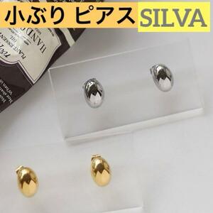 ぷっくり ピアス キャッチ シルバー 銀 ステンレス 小ぶり シンプル 光沢