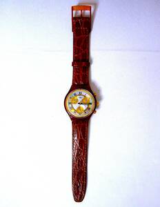 SWATCH スウォッチ Romain ロマン SCF100 1995 Chrono in Brown Leather クロノ ブラウン・レザー 稀少 送料無料