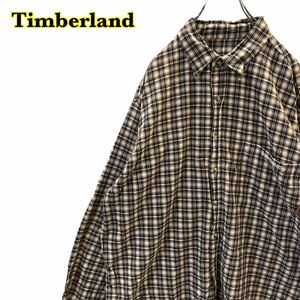 Timberland ティンバーランド　長袖シャツ　チェックシャツ　ロゴ刺繍　メンズ　XLサイズ　【AY1544】