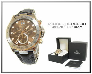 ☆超美品MICHEL HERBELIN /ミッシェル・エルブラン ニューポートトロフィー 36675/TR48MA メンズ腕時計送料税込み！