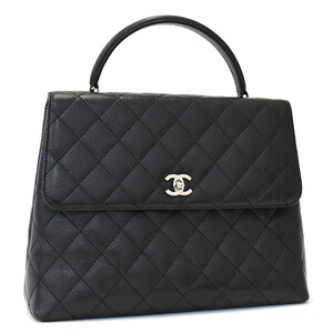 1円 ◎美品 CHANEL シャネル ハンドバッグ マトラッセ ココマーク キャビアスキン レザー ブラック◎E.Dml.lA-31