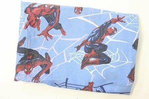 【値下げ対象外】 USA製 キャラクター シーツ スパイダーマン 生地 リメイク 古布 大判 DIY マーベル marvel 中古 古着