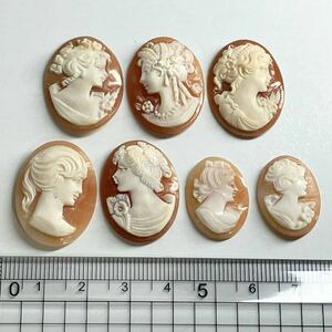 ［シェルカメオ7点おまとめ］J 14.8g 74ct ルース 裸石 貴婦人 天使 shell CAMEO ジュエリー DA0