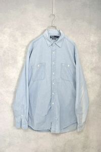 【 ラルフローレン 】90s “ polo ralph lauren ” サンフェード シャンブレーワークシャツ / size XL / 90年代 chambray 