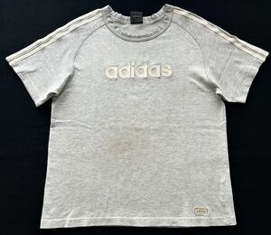 アディダス 半袖 スウェット Tシャツ ビッグロゴ デカロゴ 霜降りボディ　　スリーストライプ 3本ライン adidas 刺繍ロゴ 柳7525