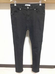 伸縮性抜群 春夏 ZARA MAN ウルトラ ストレッチ スキニー 送料230円 46 36 デニム メンズ パンツ ジーンズ 黒 ブラック