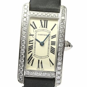 カルティエ CARTIER WB707331 タンクアメリカン SM K18WG ダイヤベゼル クォーツ レディース _792354