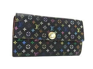 1円 LOUIS VUITTON ルイヴィトン M93533 モノグラムマルチカラー ポルトフォイユ サラ 長財布 ウォレット レディース ブラック系 FK2425