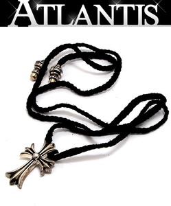 CHROME HEARTS 銀座店 クロムハーツ スモール CHクロスクリンプト ネックレス レザーブレイド シルバー SV925 94269