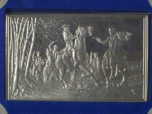 The Bicentennial Council of the 13 Original States Silver Ingot "Paul Revere Sounds the Alert" (Franklin Mint) (FM9I)