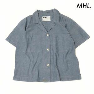 【送料無料】MHL. エムエイチエル★半袖シャツ オープンカラー ブルー 青