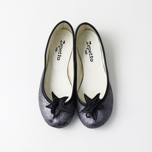 レペット repetto ラメ リボンスター バレエシューズ 37.5/シルバー 靴 フラットシューズ パンプス グリッター【2400014152739】