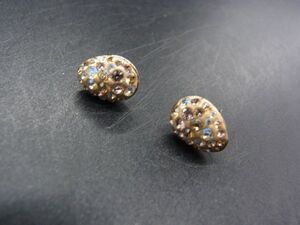 ■美品■ SWAROVSKI スワロフスキー ラインストーン ピアス アクセサリー レディース ゴールド系 DG8128