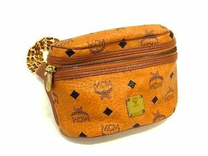 1円 ■美品■ MCM エムシーエム モノグラム ヴィセトス柄 PVC×レザー ウエストバッグ ウエストポーチ ボディバッグ ブラウン系 FH3117