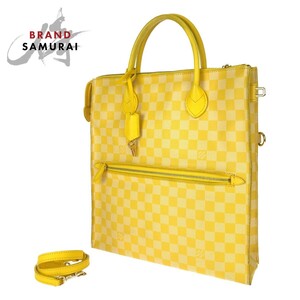 LOUIS VUITTON ルイヴィトン ダミエ モビール ミモザ イエロー PVC N41305 ビジネスバッグ トートバッグ 斜め掛け ショルダーバッグ 404013