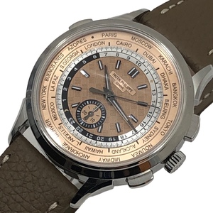 パテック・フィリップ PATEK PHILIPPE ワールドタイム クロノグラフ 5935A-001 ピンク SS/革ベルト 腕時計 メンズ 中古