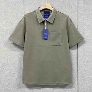 定番・ポロシャツ 定価2万◆Emmauela・イタリア・ミラノ発◆上品 通気 薄手 オシャレ 無地 POLO 半袖 トップス シンプル 通勤 メンズ 2XL