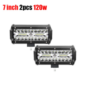 送料500円 2pcs 120W Ledライト スポット フラッド ビーム 4x4 12V24V 4WD L 7インチ Aba17