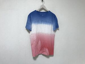 本物トミーヒルフィガーTOMMY HILFIGERコットンロゴグラデーション半袖TシャツメンズサーフアメカジミリタリーワークS白青ピンクM