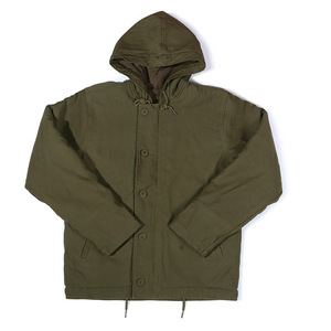 JUNGLE CROSS 11.5oz A-2 Deck Jacket フード付きミリタリージャケット メンズ N-1 デッキジャケット ボア 裏起毛 ウール混S~XXL 緑