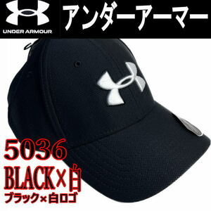  黒×白ロゴ L/XLアンダーアーマー 5036 UNDER ARMOUR キャップ 帽子ブラック