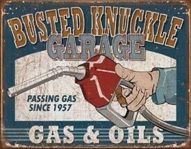 ブリキ看板 Busted Knuckle Gas & Oils 1738 ティンサインプレート ティンサインボード アメリカ雑貨 アメリカン雑貨