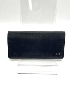HANAE MORI ハナエモリ 二つ折り 長財布 レザー ブラック ロゴ金具 メンズ W18 H9