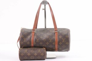 LOUIS VUITTON ルイヴィトン モノグラム パピヨン30 筒型 ハンドバッグ ミニボストン 鞄 カバン ブラウン系 LV ポーチ付 5560-Y