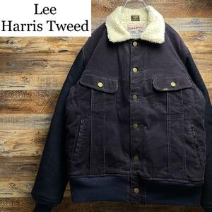 Lee リー ストームライダー ハリスツイード コーデュロイジャケット 101 古着 紺 ネイビー メンズ l コールテン harris tweed メンズ