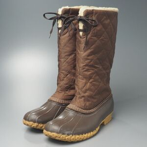 W2696//米国製*L.L.ビーン/L.L.Bean*286357/ウィメンズ10M/ボアライニング/キルティングブーツ/靴/茶/ブラウン