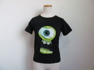 (56790)ディズニー　モンスターズインク　マイク　レディース　半袖　Tシャツ　カットソー　ブラック　XS　USED