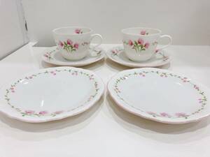 ◆ジバンシー　カップ＆ソーサー2客/デザートプレート2枚　セット　紅茶碗皿 ヤマカ 洋食器 陶磁器