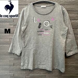 le coq sportif ルコック　レディース　ロンT　七分袖　Tシャツ　Mサイズ　グレー・灰色　デザインロゴ・オシャレプリント　スポーツウェア