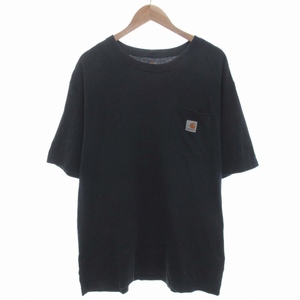 カーハート carhartt 20AW Tシャツ カットソー ロング ロゴ 胸ポケット 長袖 紺 ネイビー L /TZ ■MA メンズ