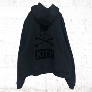 MASTERMIND WORLD KITH ダメージ加工 スウェットパーカー マスターマインドワールド キス 黒 ブラック　すみ黒 Mサイズ オーバーサイズ