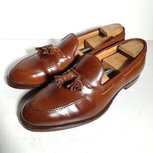 c0479 箱袋付き ★クロケット&ジョーンズ Crockett&Jones★ ウイスキーコードバン 375 CAVENDISH 3 タッセルローファー 9E 茶 靴 シューズ