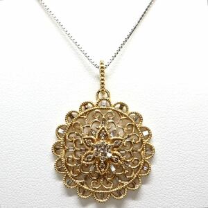 豪華!!《K18/Pt850天然ダイヤモンドネックレス》U 6.9g 約44cm 0.43ct diamond necklace jewelry ジュエリー EF0/EF0